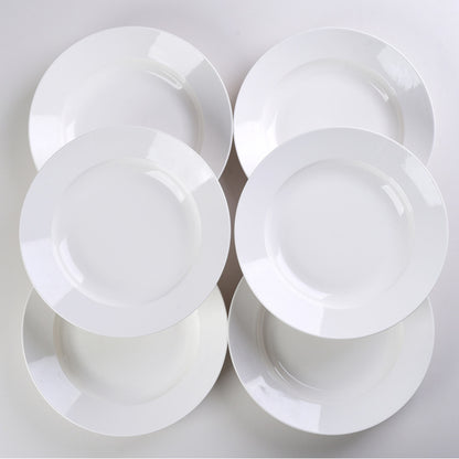 Set of 6 – 9.5″ White Ceramic Dinner/Soup Plates