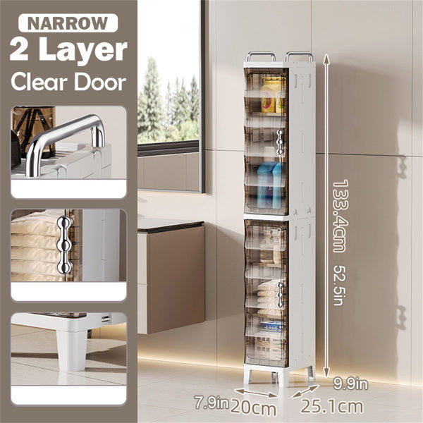 Narrow Slim Folding Storage Cabinet, Magnetic Door (Plastic, Tall)