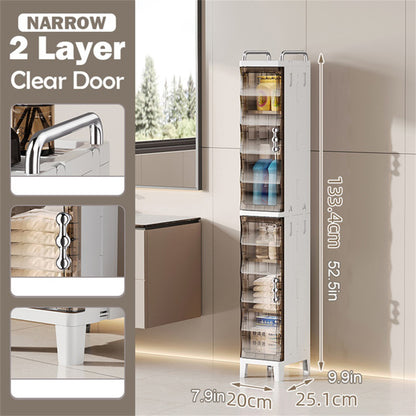 Narrow Slim Folding Storage Cabinet, Magnetic Door (Plastic, Tall)