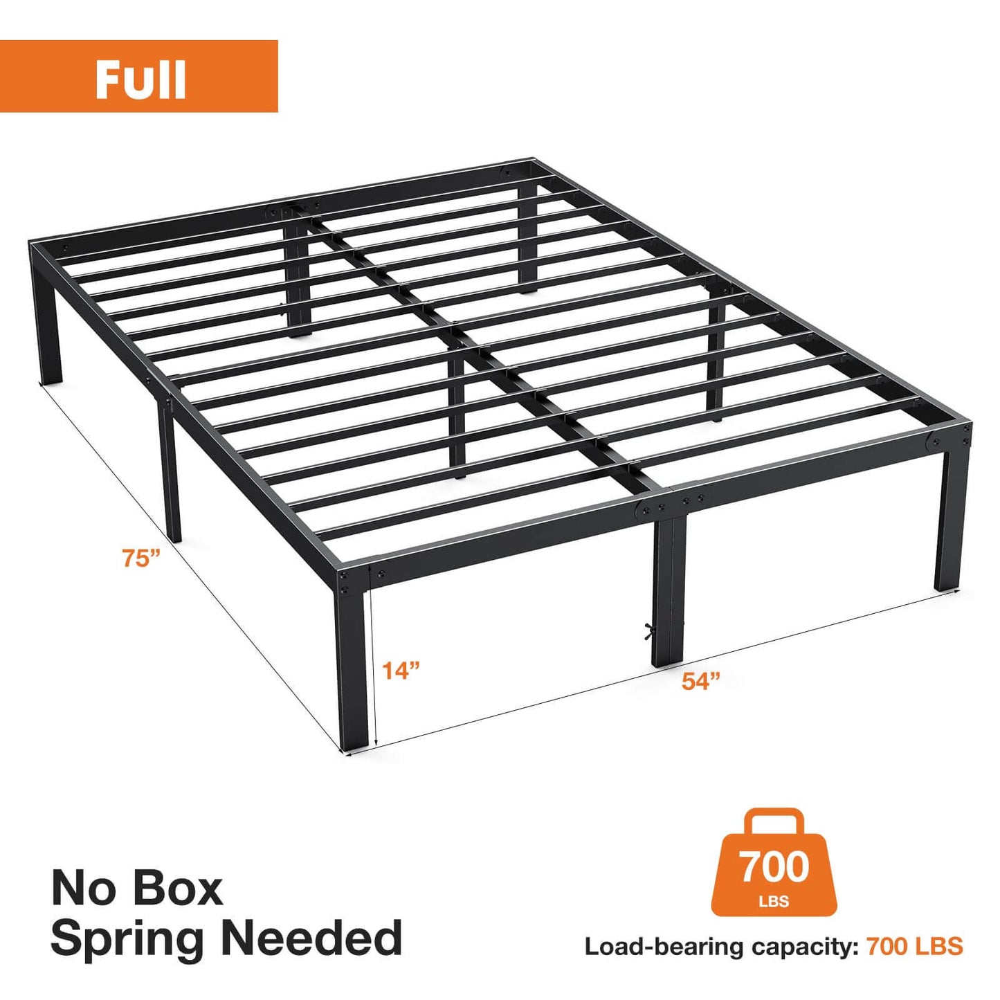 Heavy-Duty Metal Platform Bed Frame (No Box Spring Needed, Noise-Free) – Twin/Full/Queen/King