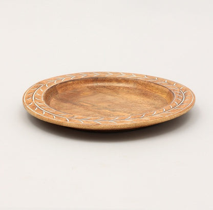 Handcrafted 13″ Wooden Charger Plates – Set of 4, Rustic Tableware