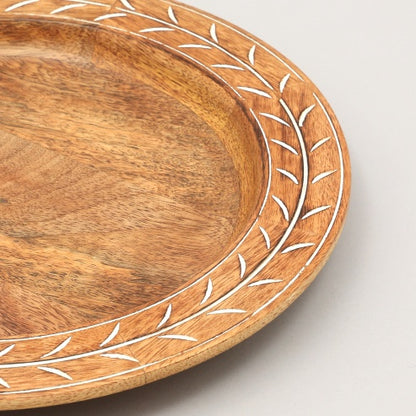 Handcrafted 13″ Wooden Charger Plates – Set of 4, Rustic Tableware