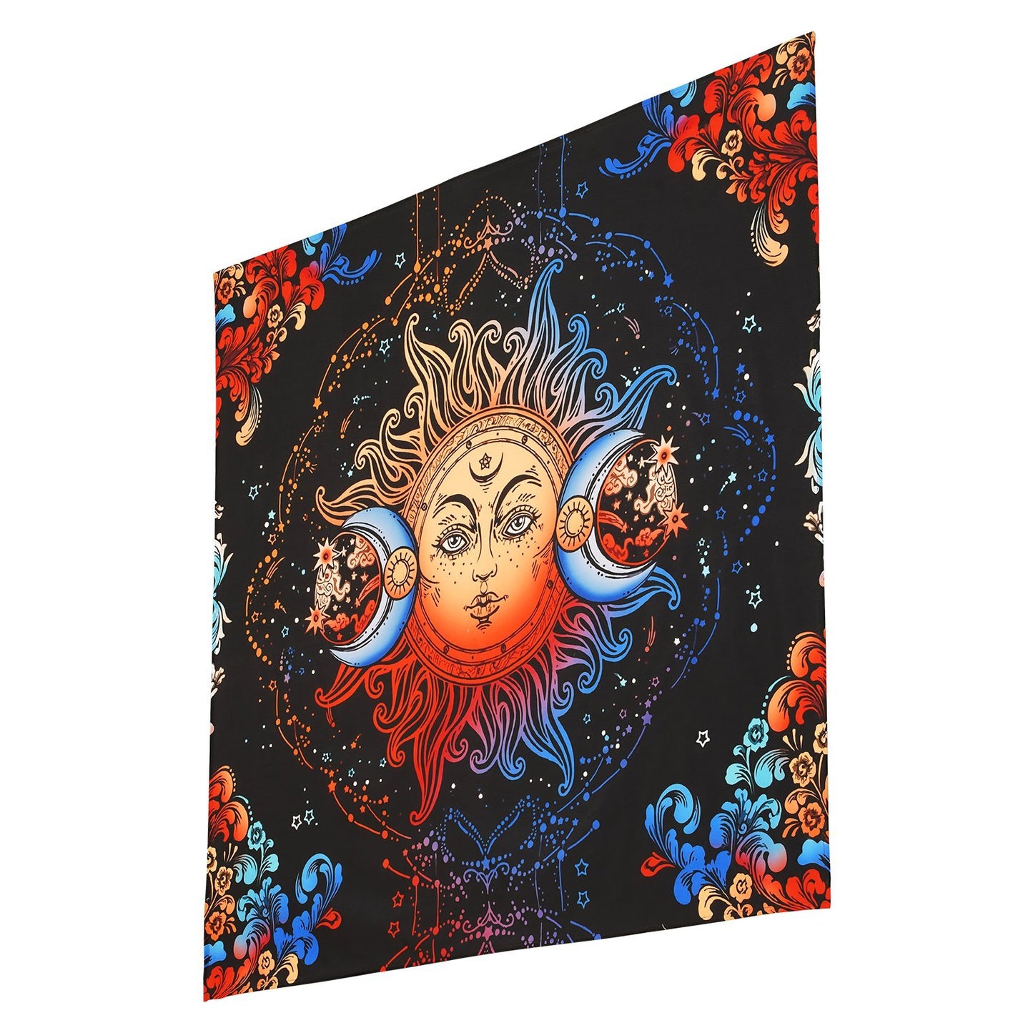 Sun and Moon Tapestry – Psychedelic Mystic Floral Vintage Wall Hanging Decor