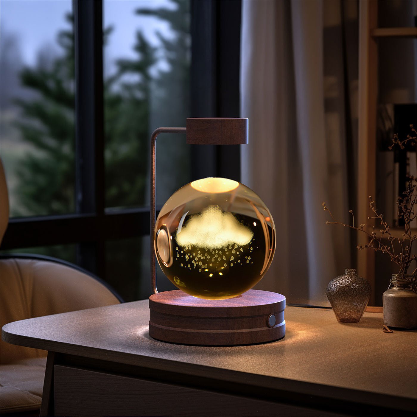 3D Crystal Ball Night Light, Magnetic Floating LED Lamp with Touch Switch