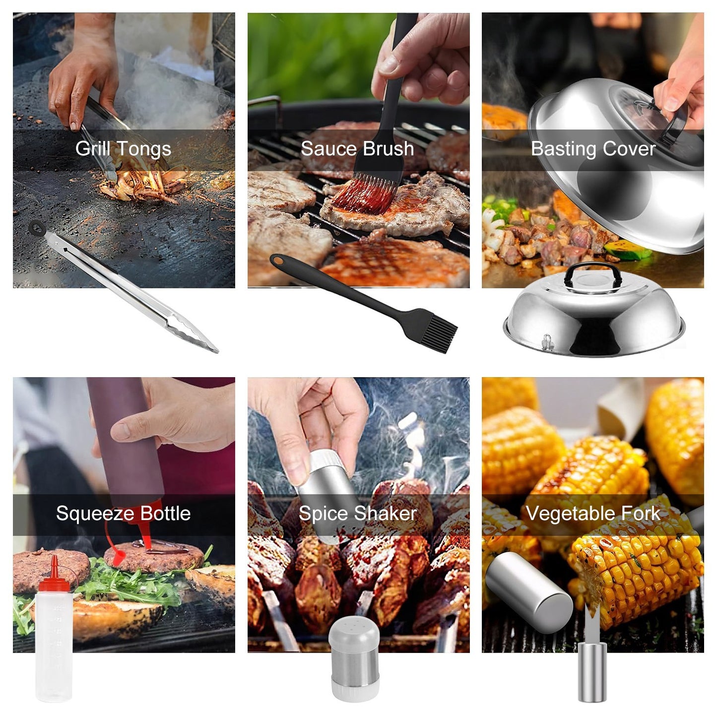 31-Piece Griddle & Flat-Top Grill Accessory Kit w/ Spatulas, Press, Basting Dome, Shakers, Tongs, Egg Rings & Storage Bag