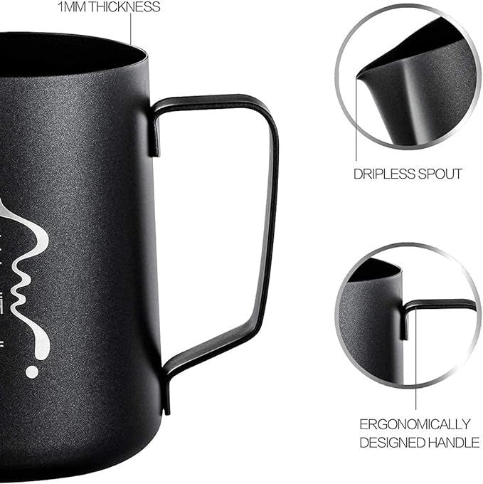 Stainless Steel Milk Frothing Pitcher Set: 600ml with Latte Pen & Cloth - DonoHome