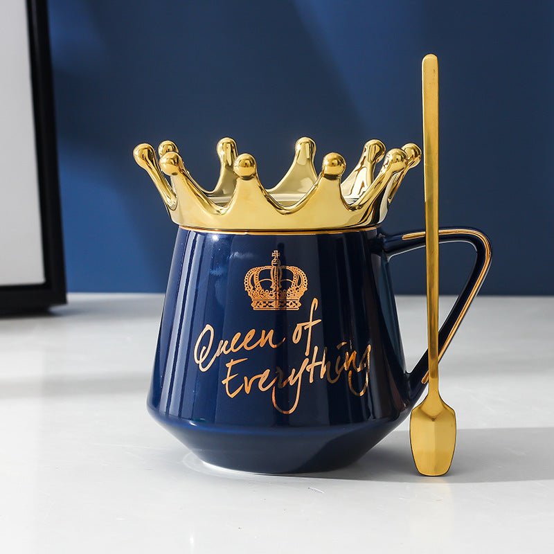 Crown Creative Ceramic Mug – Royal Style Coffee & Tea Cup with Lid