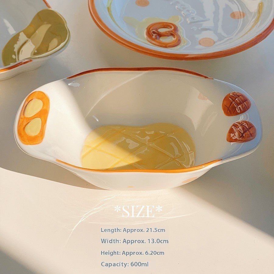 Cute Bread Ceramic Tableware Dish – Individual Bowl or Plate for Snacks & Desserts