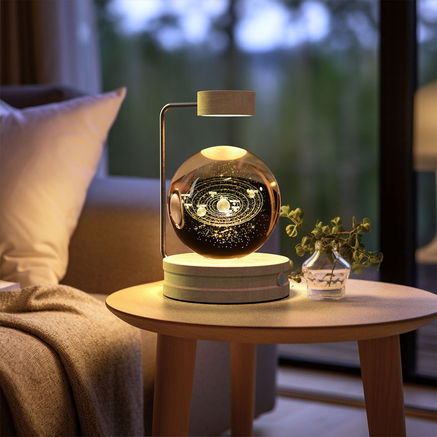 3D Crystal Ball Night Light, Magnetic Floating LED Lamp with Touch Switch