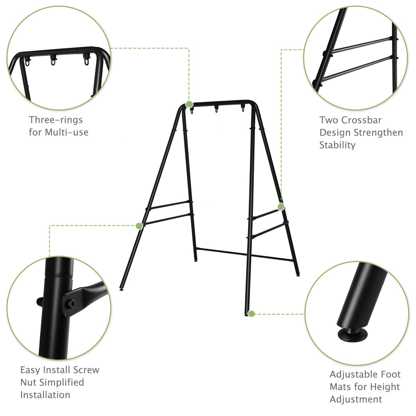 Heavy-Duty Steel Swing Chair Frame with 4-Leg Stand for Indoor & Outdoor Hanging Seats