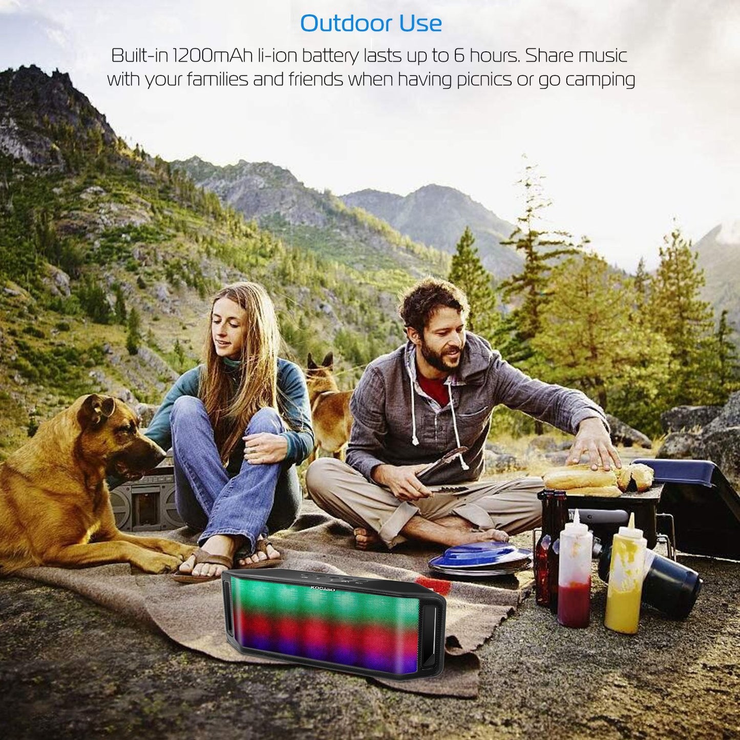 Portable Wireless LED Bluetooth Speaker with FM Radio, USB/SD Reading, AUX-in & Multicolor Lights