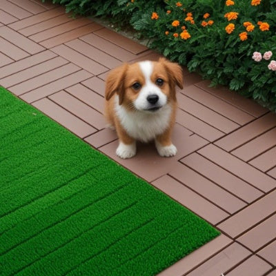 44 Pack Plastic Interlocking Deck Tiles – 12"x12" Waterproof Outdoor Patio Flooring for Balcony, Poolside & Backyard (Red Brown)