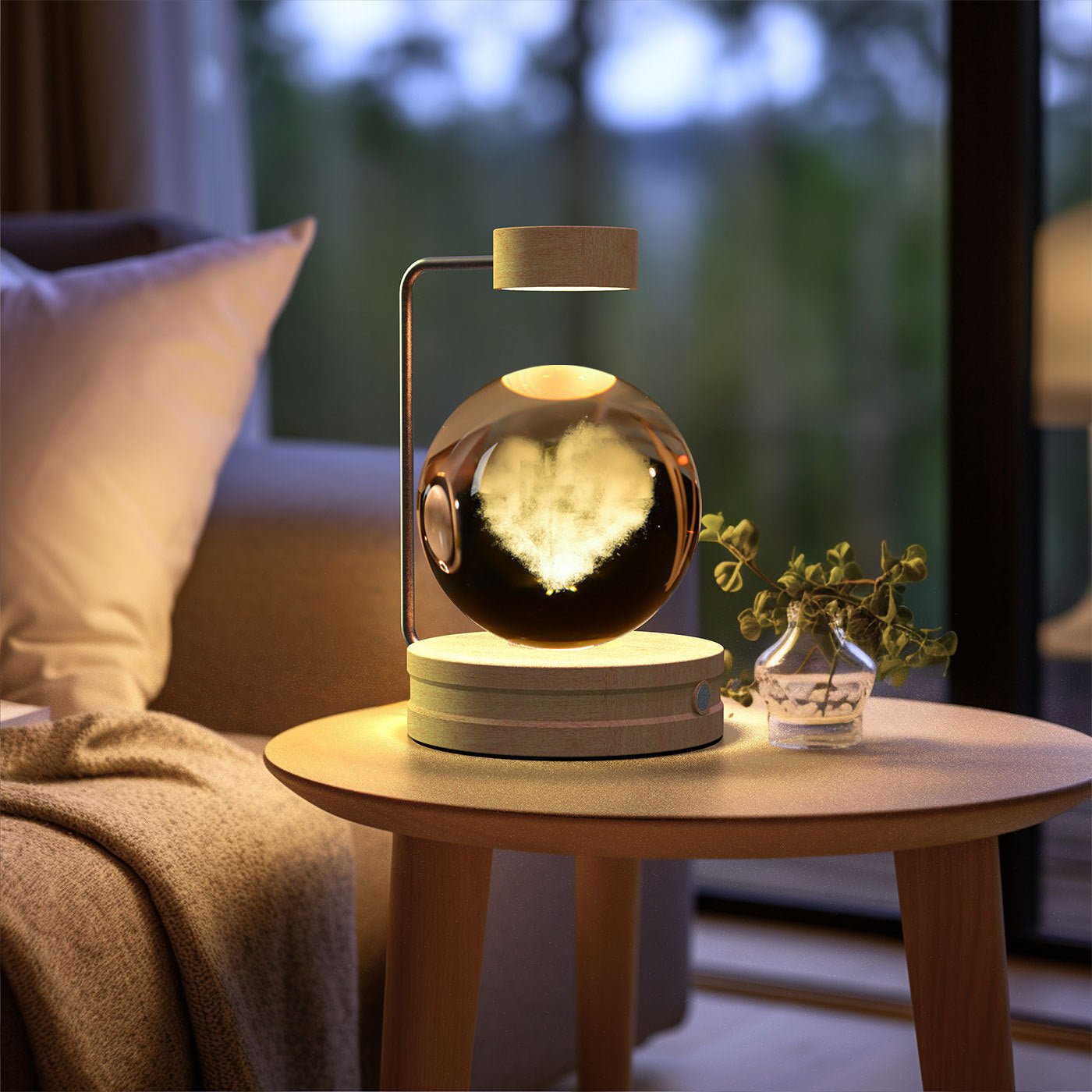 3D Crystal Ball Night Light, Magnetic Floating LED Lamp with Touch Switch