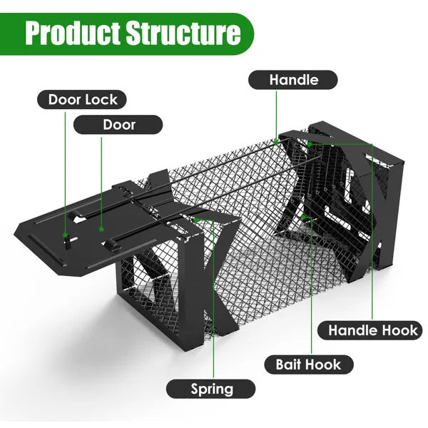 Humane Metal Mouse Trap Cage – Reusable No-Kill Rodent Catch & Release for Indoor & Outdoor Use