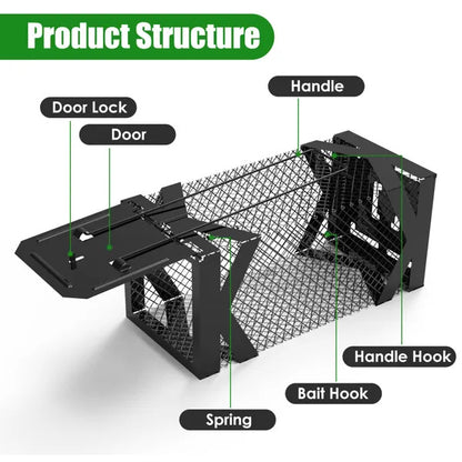 Humane Metal Mouse Trap Cage – Reusable No-Kill Rodent Catch & Release for Indoor & Outdoor Use