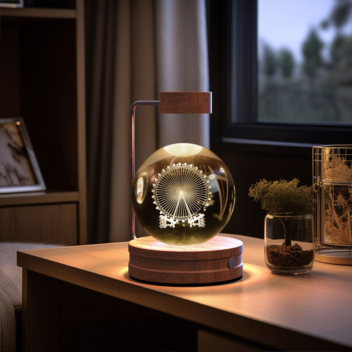 3D Crystal Ball Night Light, Magnetic Floating LED Lamp with Touch Switch