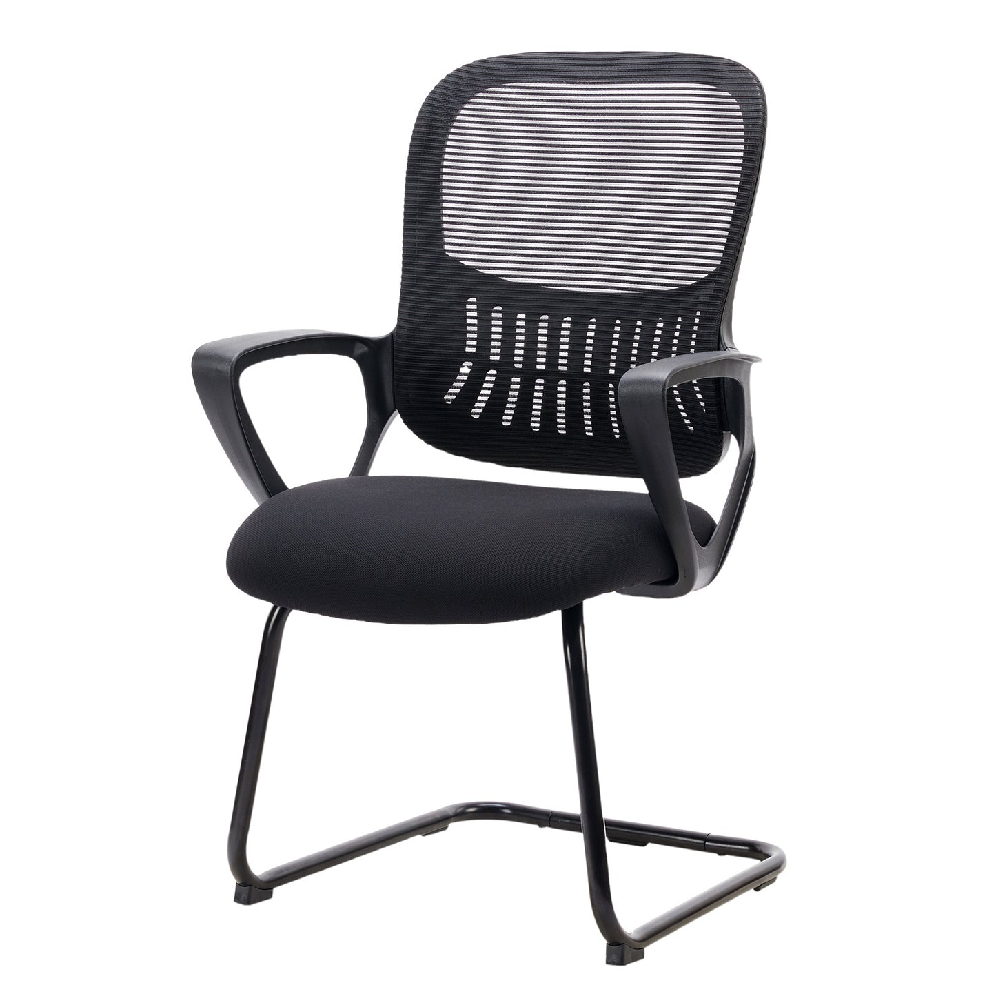 Office Guest Chair, Mesh Back Sled-Base with Arms (No Wheels, 275 lb)