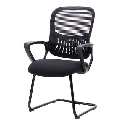Office Guest Chair, Mesh Back Sled-Base with Arms (No Wheels, 275 lb)