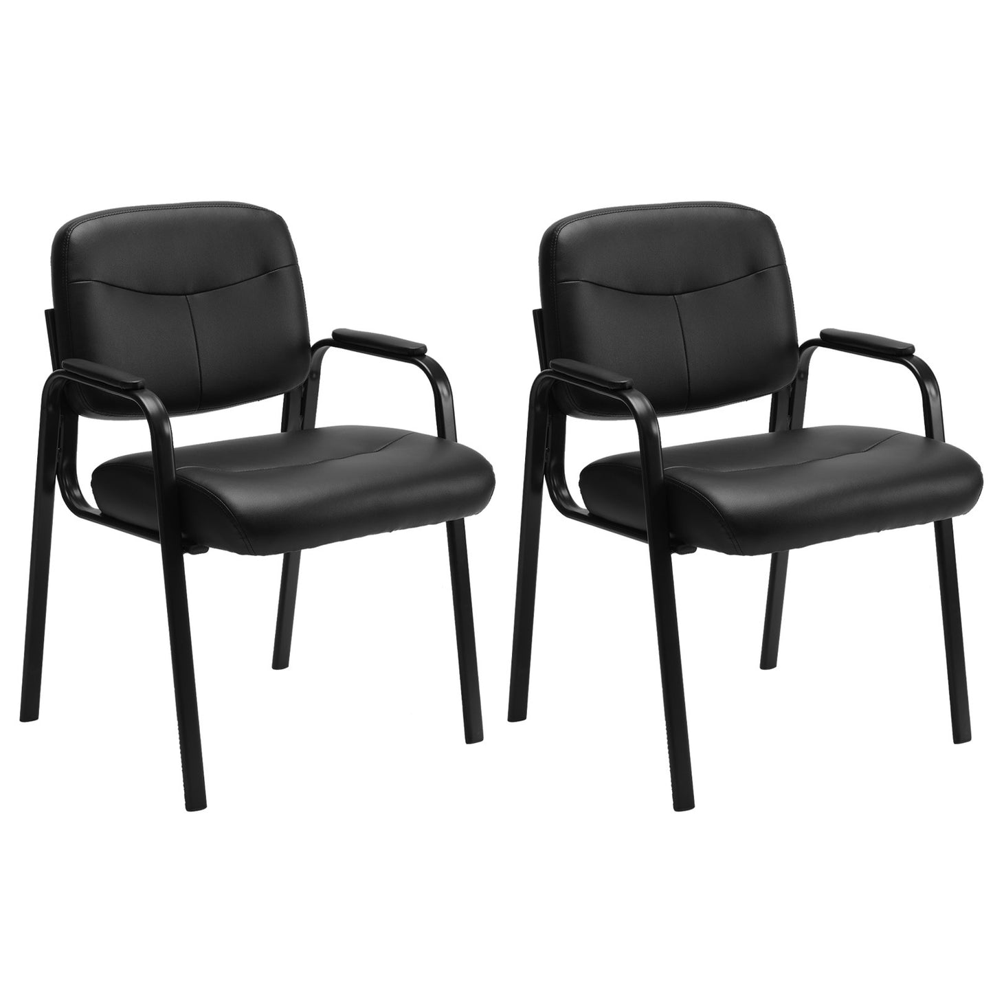 Leather Office Guest Chair with Padded Arms – Conference/Reception Seating (1-Pack / 2-Pack)