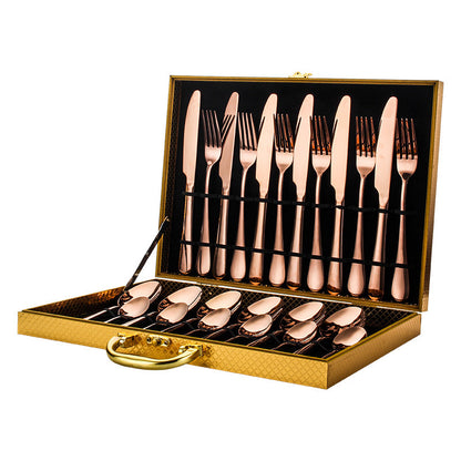 24-Piece Stainless Steel Flatware Set in Gift Case (Black/Matte Black/Colorful/Gold/Silver/Rose Gold)