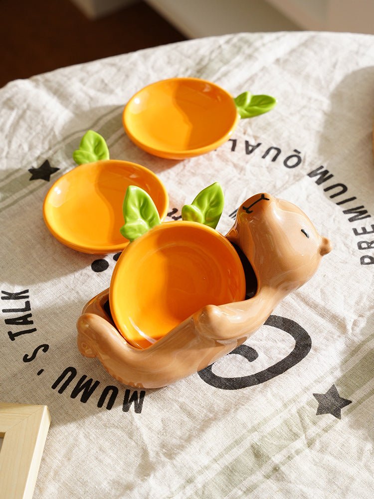 Cute Capybara Hot Pot Sauce Dish Set - Mild Luxury Retro Ceramic