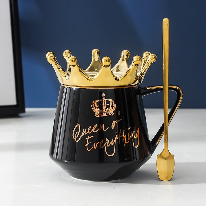 Crown Creative Ceramic Mug – Royal Style Coffee & Tea Cup with Lid