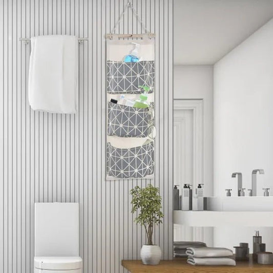 Wall Mounted Hanging Storage Bag Organizer with 3 Pockets, Space-Saving Closet and Door Pouch for Home Organization