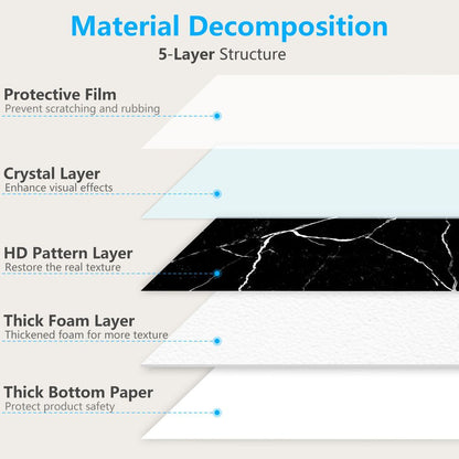 Black Marble Thickened Peel & Stick Wall Panels – Waterproof Oil-Proof PVC Foam Tiles for Kitchen & Bathroom