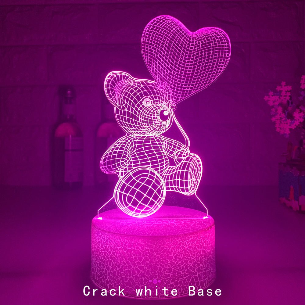 3D Teddy Bear LED Lamp, 16 Color Touch & Remote Control USB Night Light