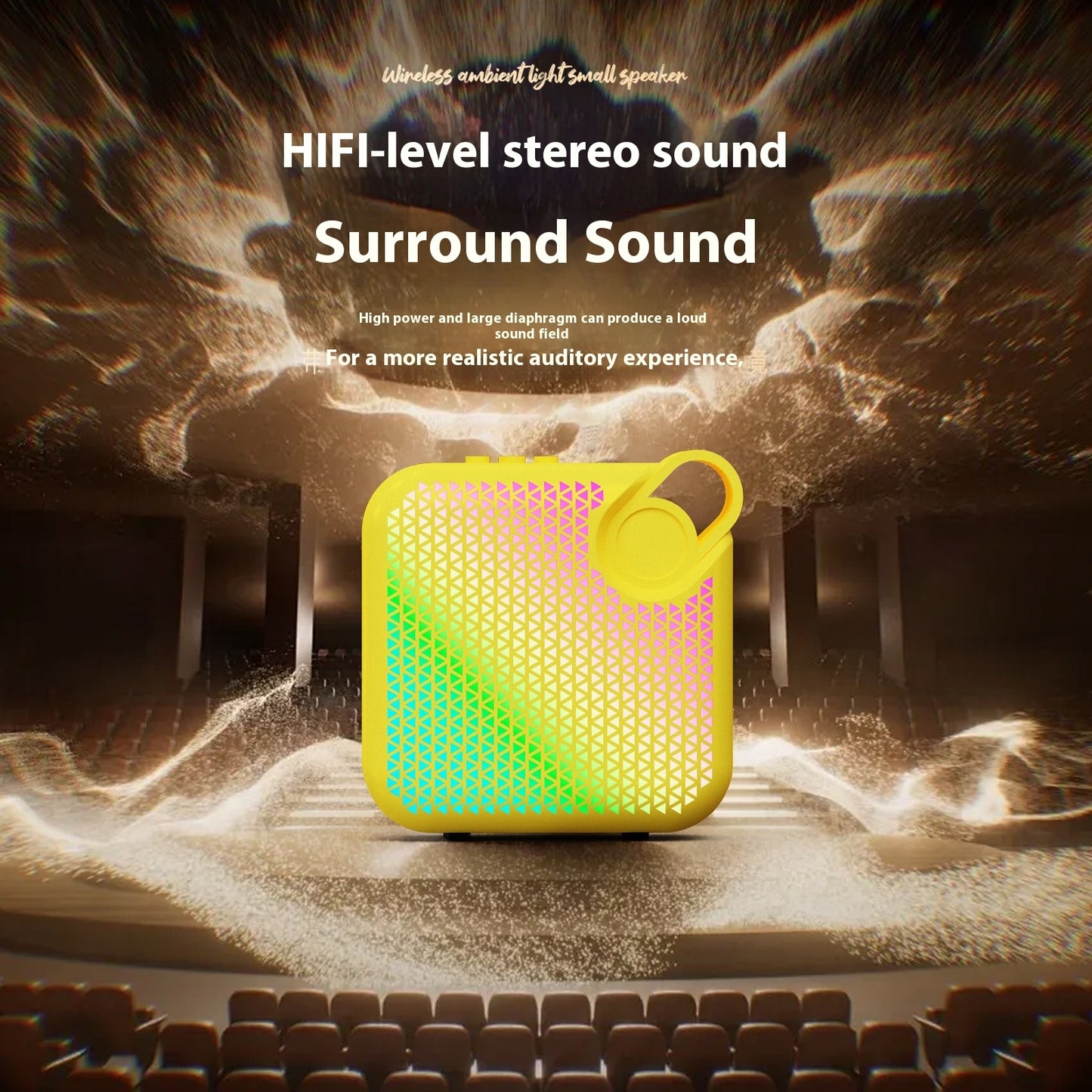 Portable Wireless Bluetooth Speaker, Compact Desktop Audio with LED Lights