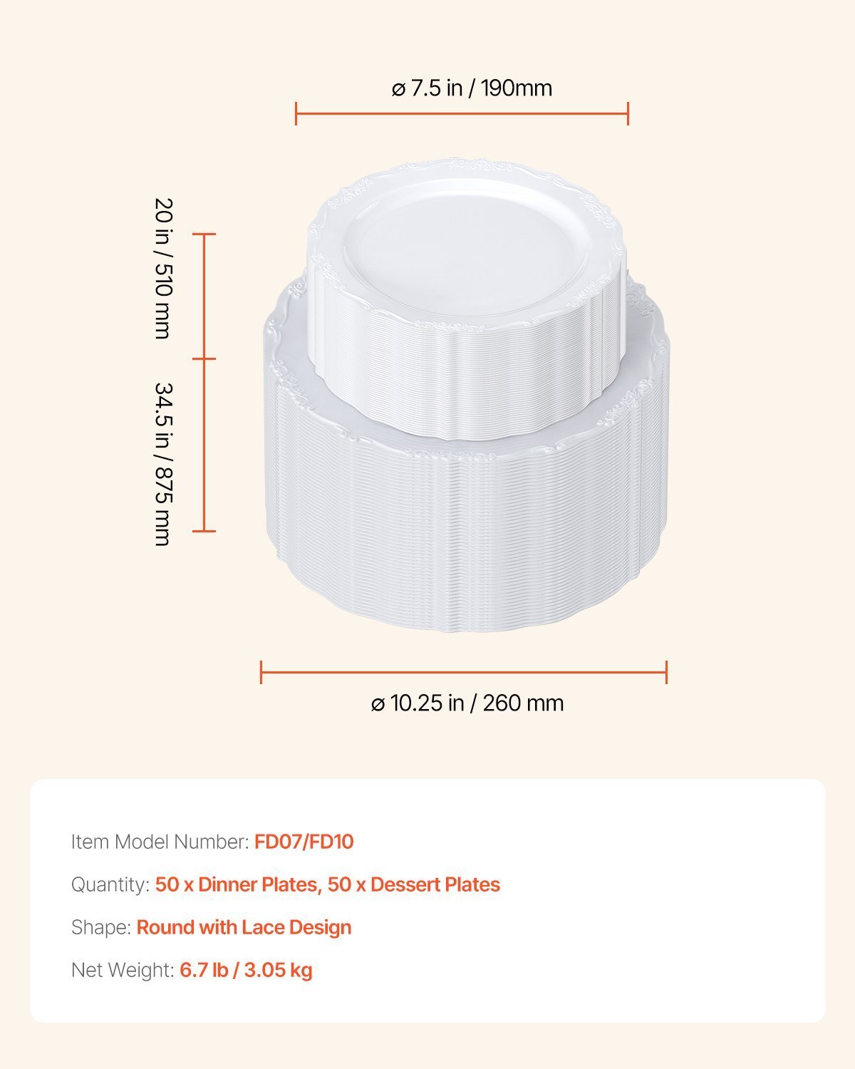 Heavy Duty White Plastic Disposable Plates – Dinner & Dessert Tableware - DonoHome