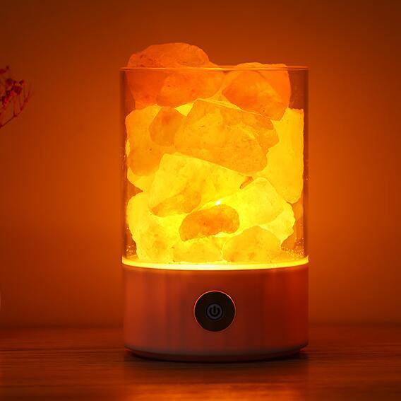 USB Crystal Himalayan Salt Lamp: 5 Color Changing Mood Light