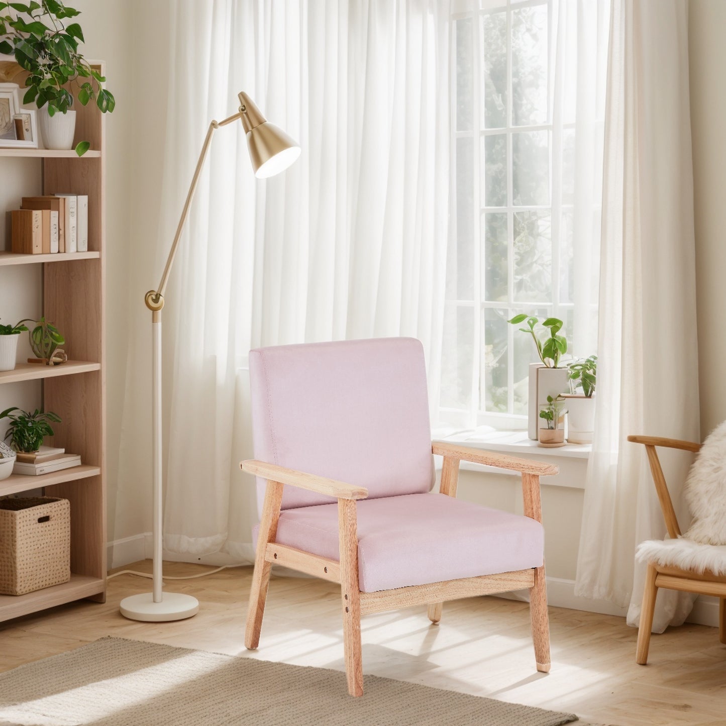 Velvet Accent Chair Relaxing Armchair With Solid Wood Frame For Living Room - DonoHome