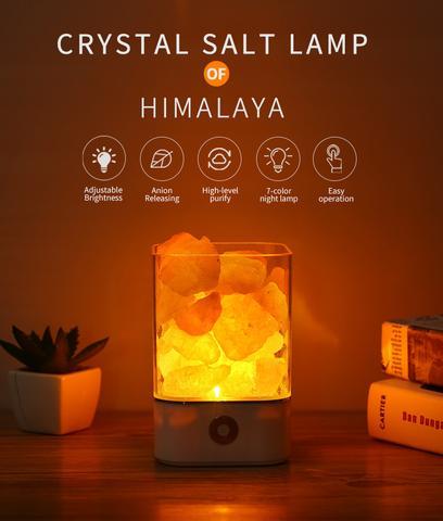 USB Crystal Himalayan Salt Lamp: 5 Color Changing Mood Light