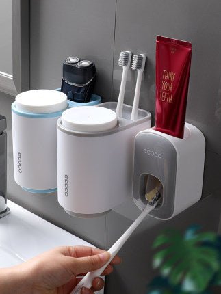 Automatic Wall-Mounted Toothpaste Dispenser & Holder, Bathroom Organizer