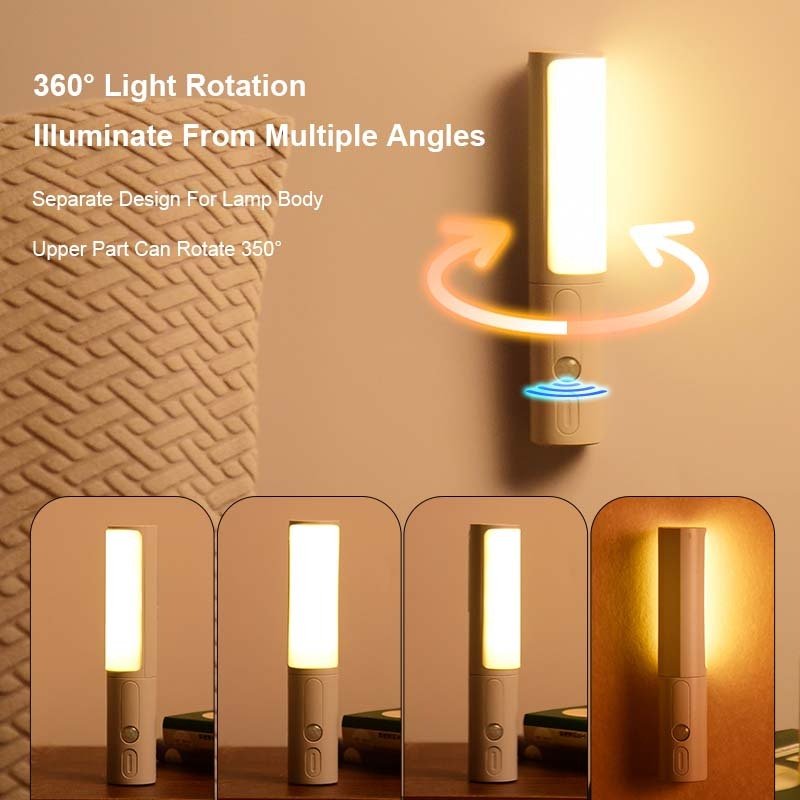 Motion Sensor LED Night Light, Dimmable & Rechargeable Wall Lamp