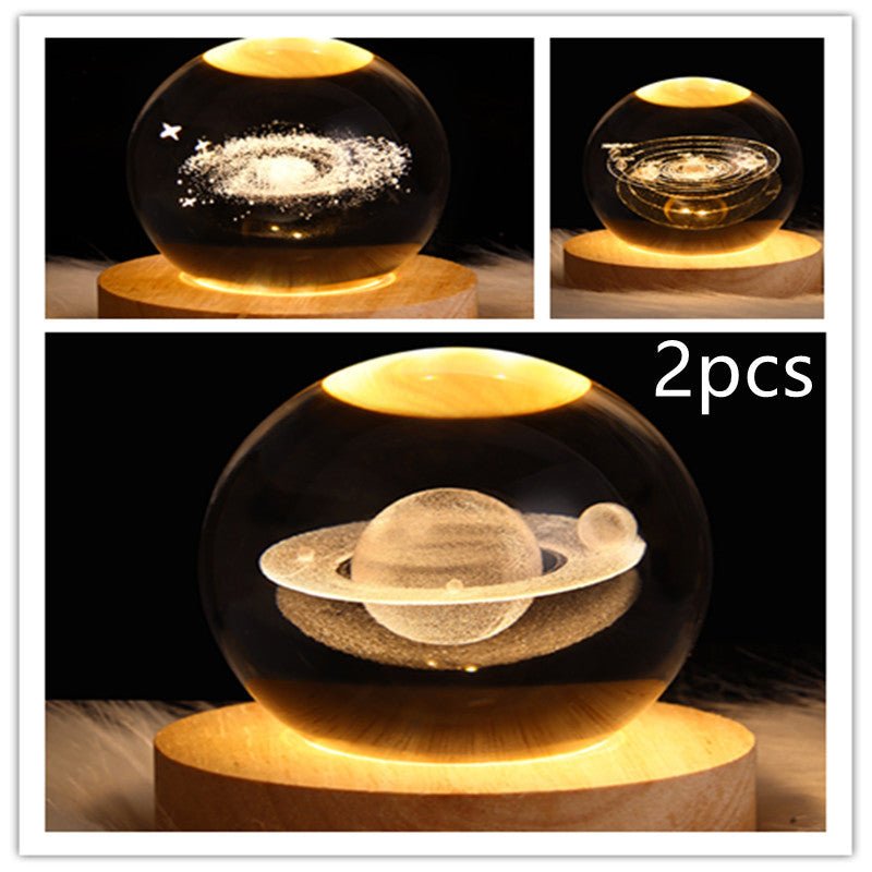 3D Galaxy Crystal Ball LED Night Light, Dimmable Table Lamp