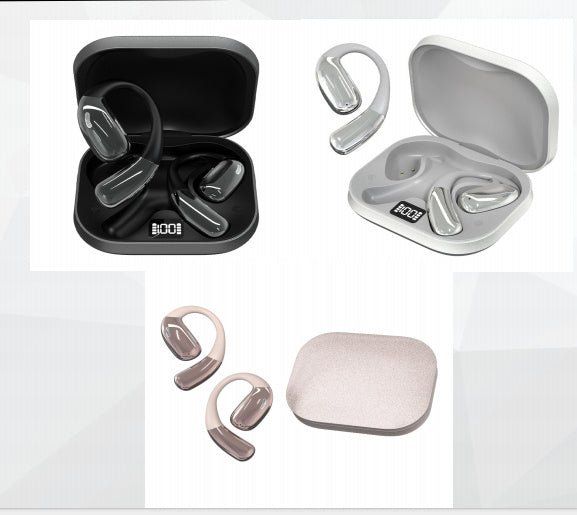 Hanging Bluetooth Earphones, Comfortable Over-Ear Wireless Headphones with Mic