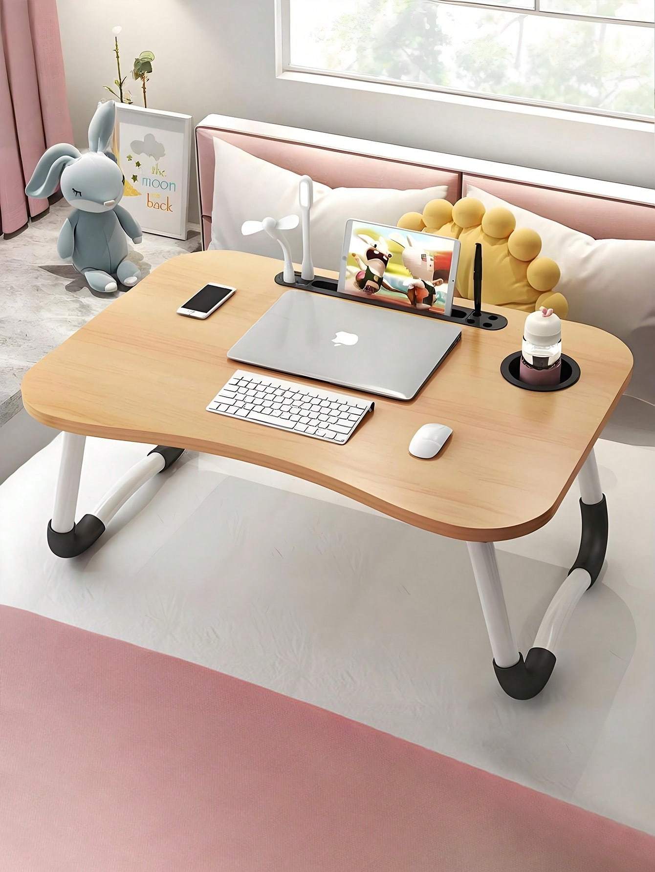 Portable Folding Laptop Desk with Cup Holder for Dorm, Bedroom, Office - Multifunctional Study Table - DonoHome