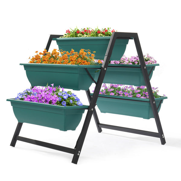 Raised Tiered Garden Planter Bed with 5 Boxes – Vertical Gardening Stand with Metal Frame & Drainage