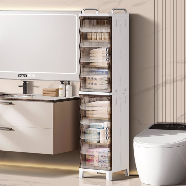 Narrow Slim Folding Storage Cabinet, Magnetic Door (Plastic, Tall)
