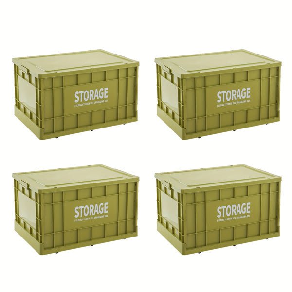 Industrial Style 44L Foldable Storage Box, Stackable Container, Light Green