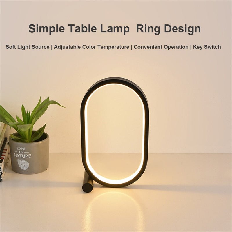Modern Oval LED Desk Lamp, USB-Powered with Touch Control and Dimmable Light