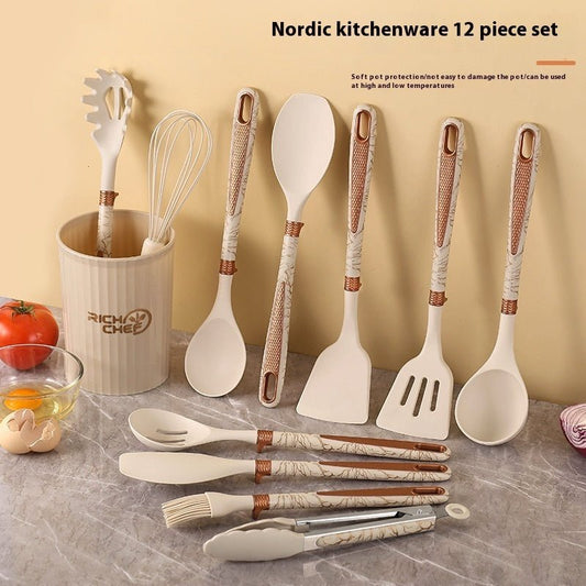 Non-stick Silicone Kitchen Utensil Set (12-Piece) with Holder
