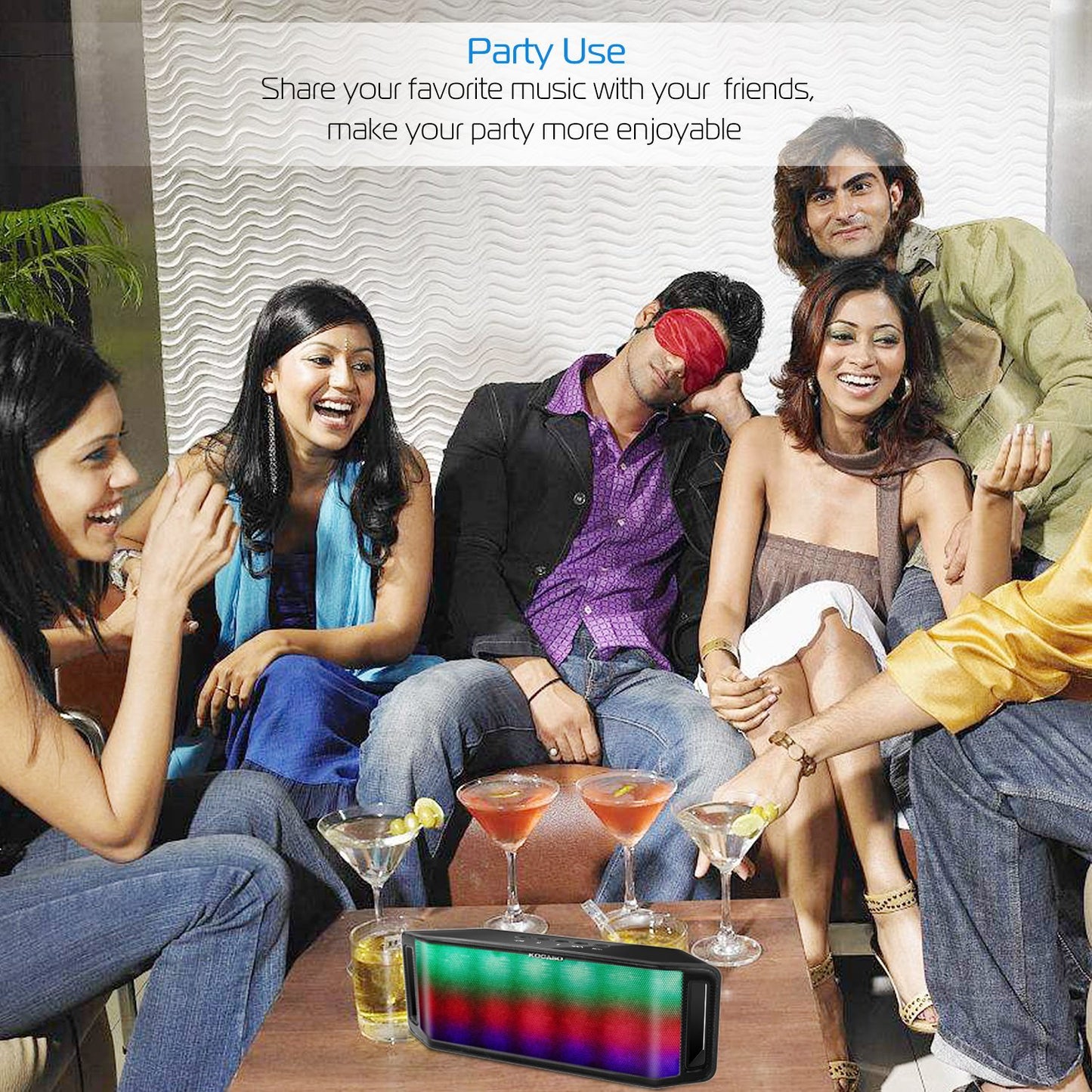 Portable Wireless LED Bluetooth Speaker with FM Radio, USB/SD Reading, AUX-in & Multicolor Lights