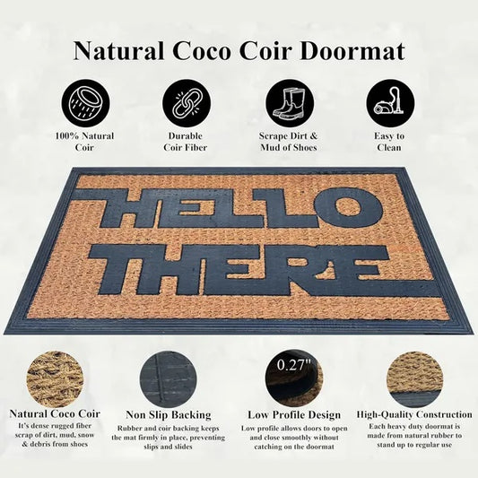 Hello There Funny Coir Doormat Hello There Welcome Front Porch Decor Doormat For The Entrance Way Outdoor With Heavy-Duty Non Slip Coconut Coir Doormat 30x17 Inch