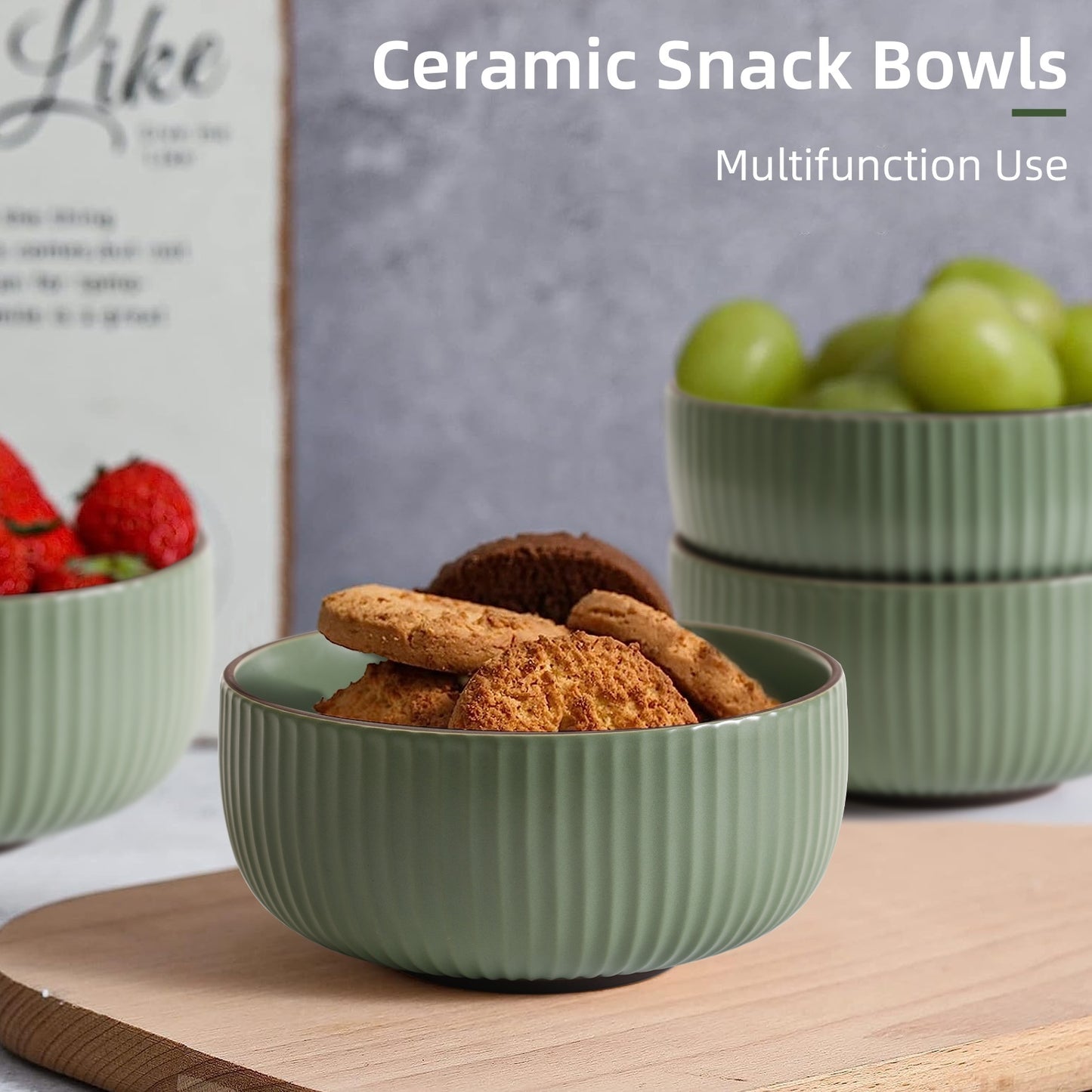 Set of 4 Ceramic Bowls – 46oz Large Serving Bowls for Cereal, Salad, Pasta, Soup & Dessert