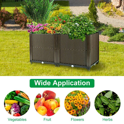 Raised Garden Bed with Self-Watering System – Elevated Planter Box for Flowers, Vegetables & Herbs, 1 Set