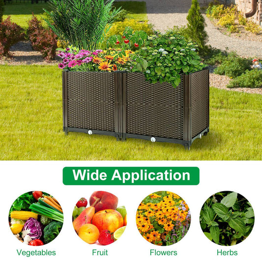 Raised Garden Bed with Self-Watering System – Elevated Planter Box for Flowers, Vegetables & Herbs, 1 Set