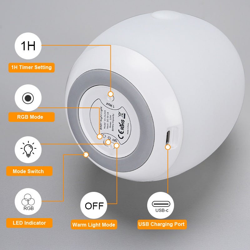 Cute Penguin RGB Silicone Night Light, USB Rechargeable Atmosphere Lamp with Color Changing Modes